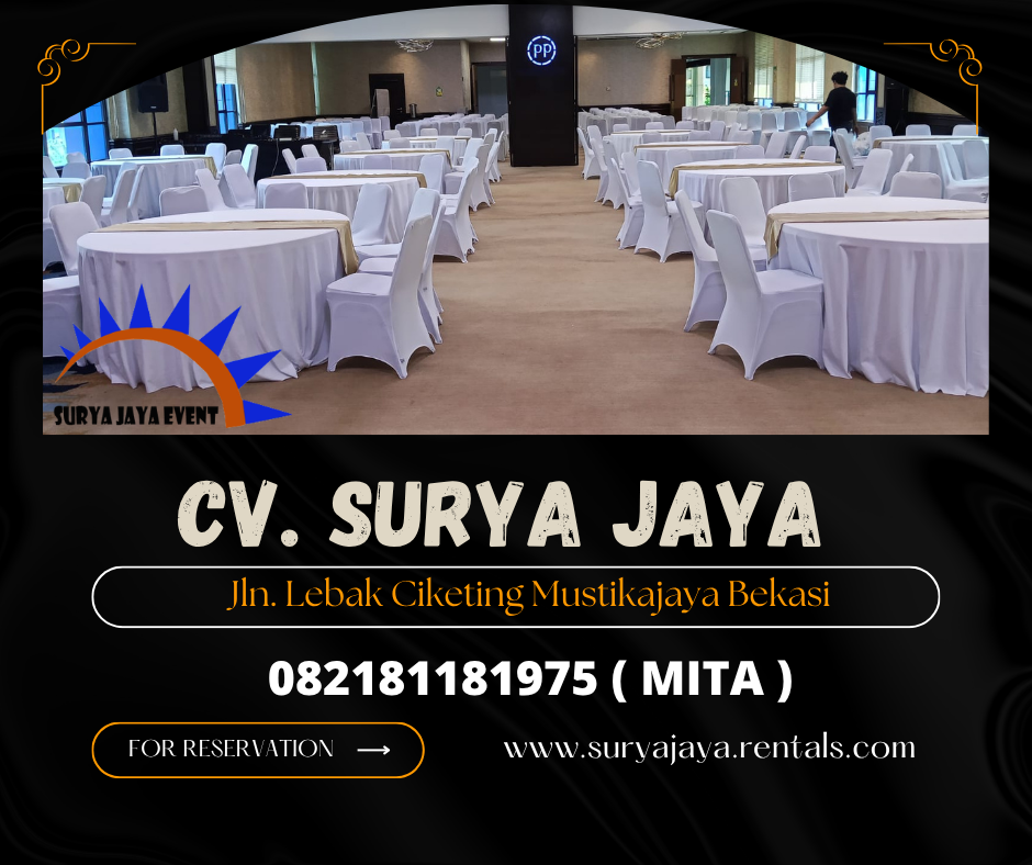 DISEWAKAN MEJA BUNDAR COVER PUTIH AREA JAKARTA 