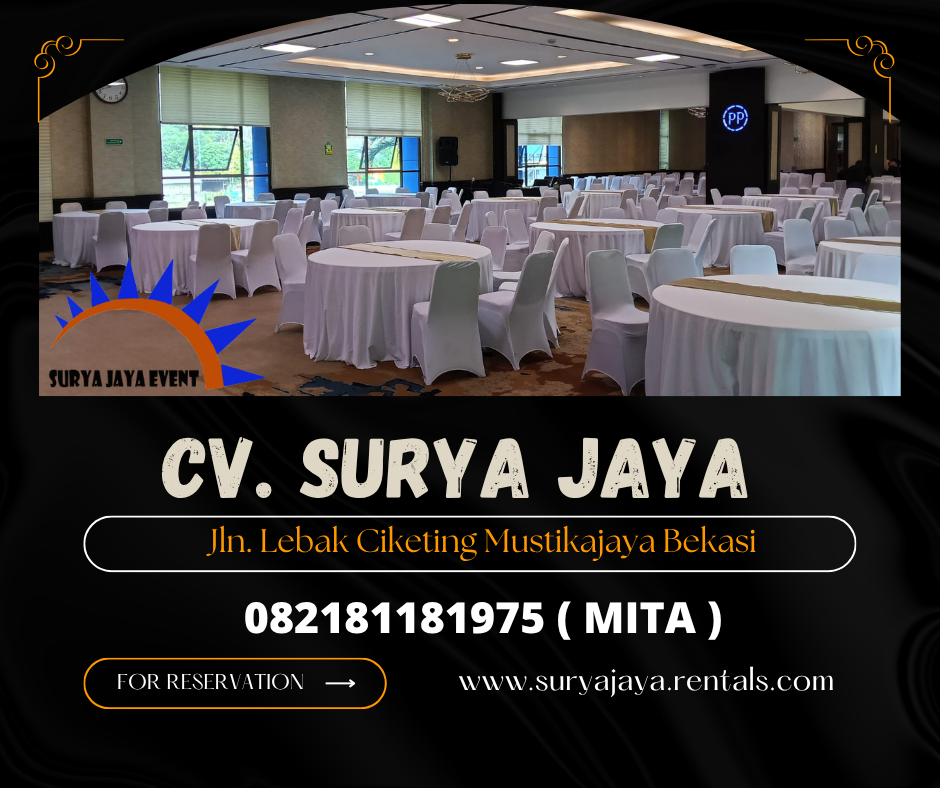 DISEWAKAN MEJA BUNDAR COVER PUTIH AREA JAKARTA 
