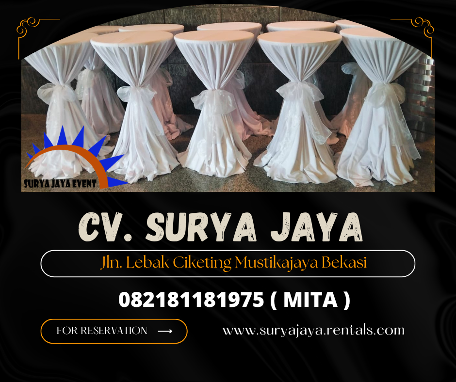 Sewa Meja Bar Cover Tebar Tali Pita Jakarta