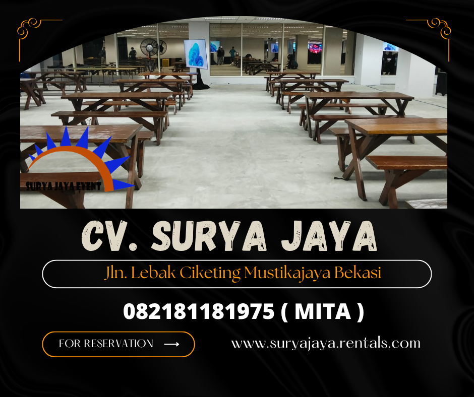 Rental Meja,Bangku Taman Kayu Kaki Silang Tangsel