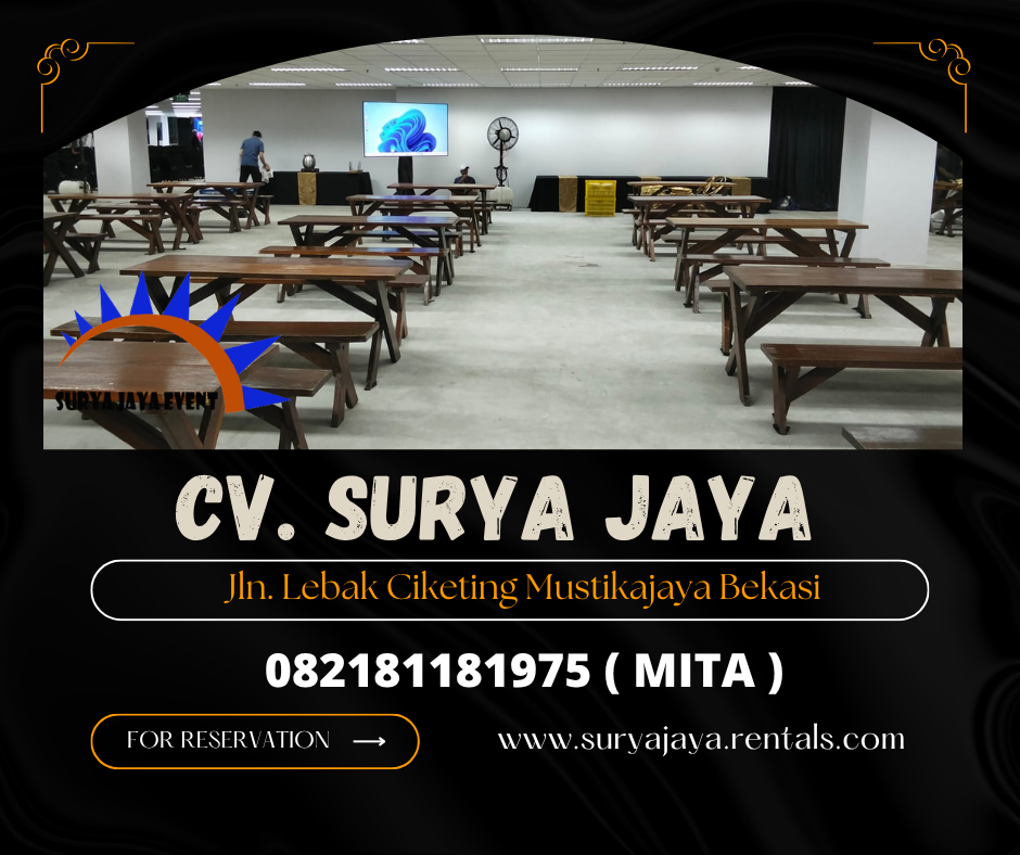 Rental Meja,Bangku Taman Kayu Kaki Silang Tangsel