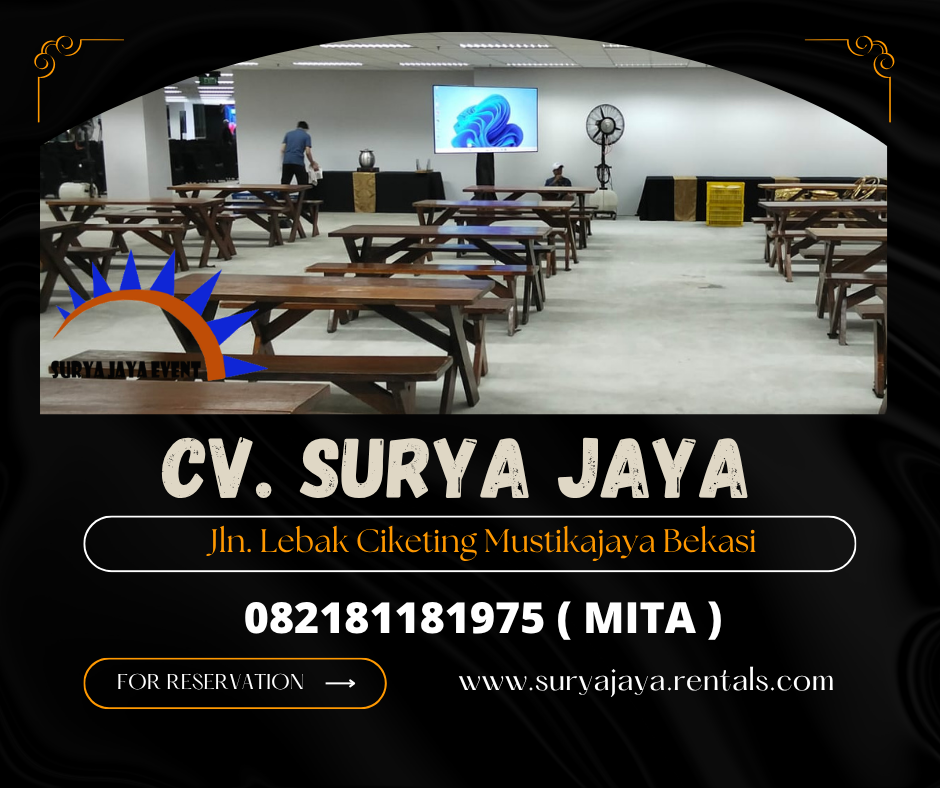 Rental Meja,Bangku Taman Kayu Kaki Silang Tangsel