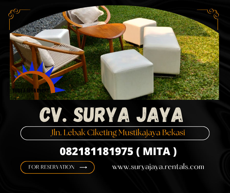 Sewa Kursi Puff Single Putih kaki Stainless Mewah Jakarta