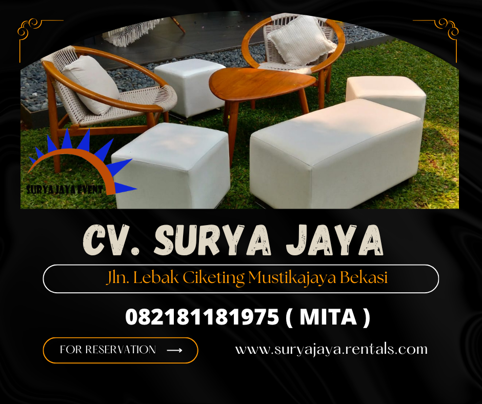 Sewa Kursi Puff Single Putih kaki Stainless Mewah Jakarta