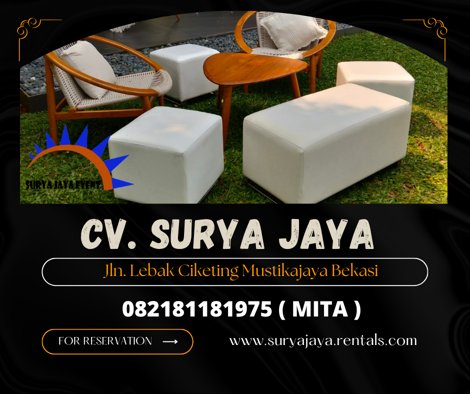 Sewa Kursi Puff Single Putih kaki Stainless Mewah Jakarta
