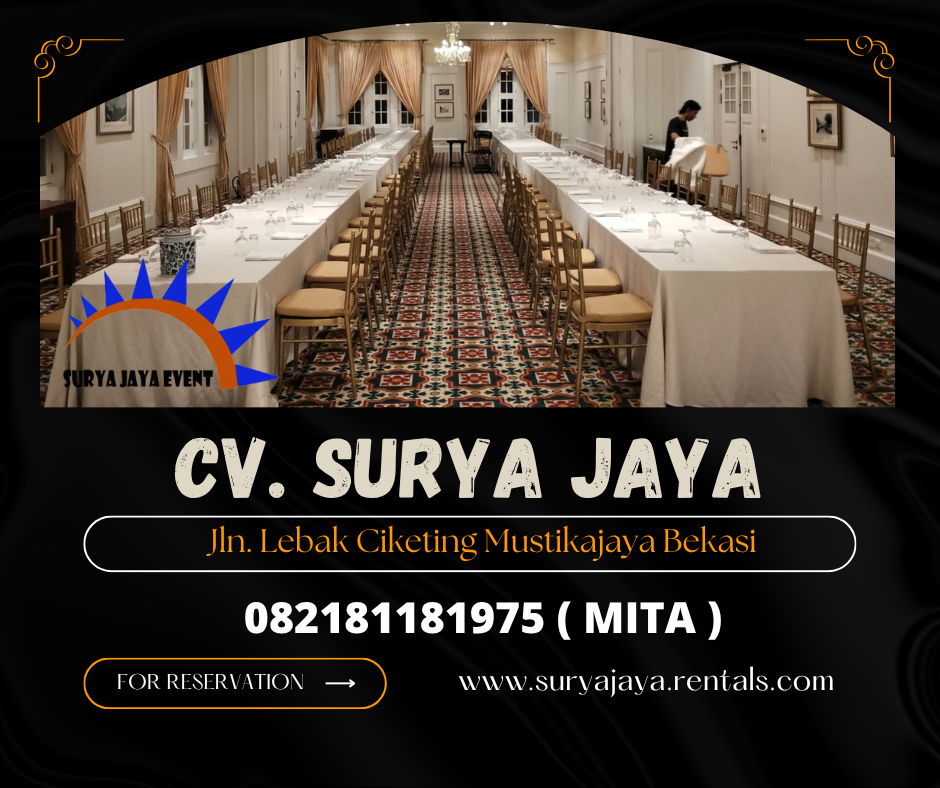 Rental Meja Panjang Cover Tebar,Kursi Tiffany Gold Bogor