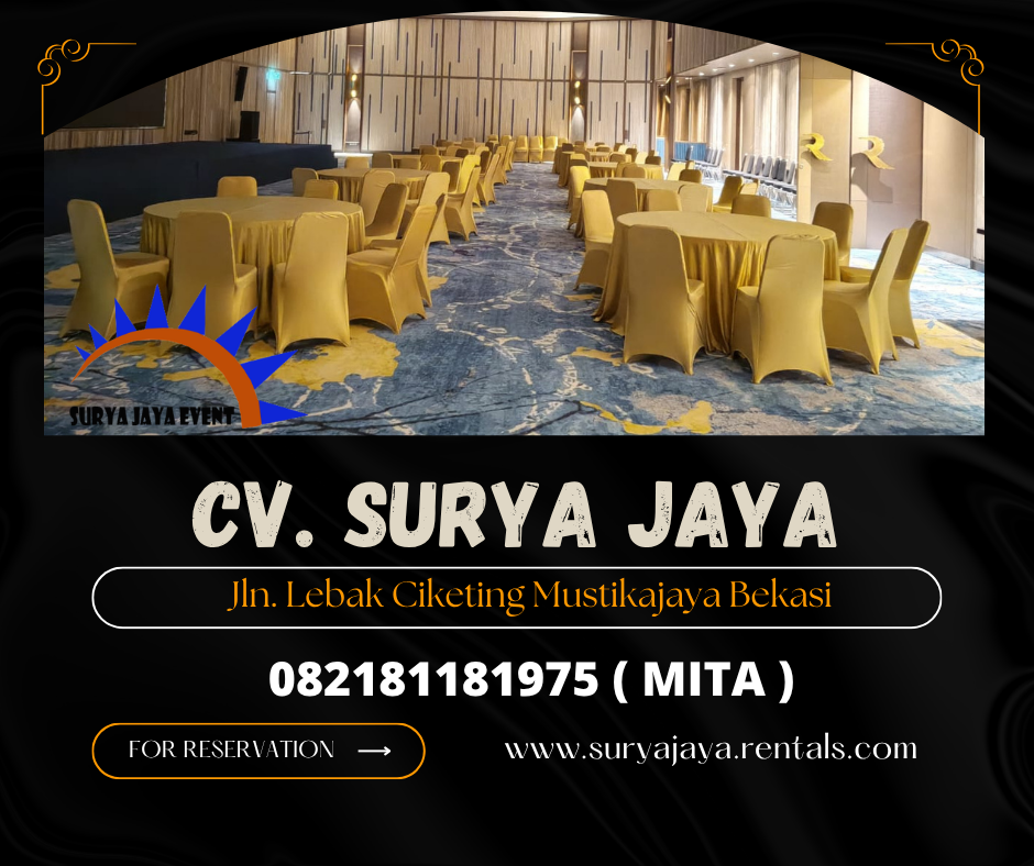Sewa Meja dan Kursi Cover Gold Jakarta (082181181975)