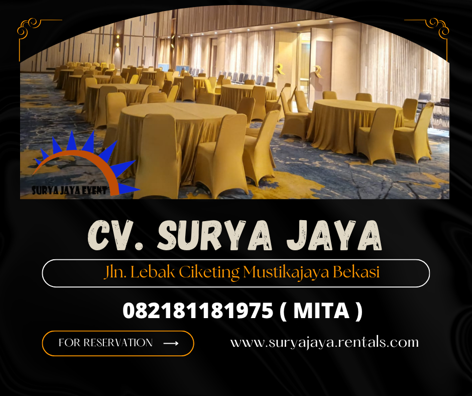 Sewa Meja dan Kursi Cover Gold Jakarta (082181181975)